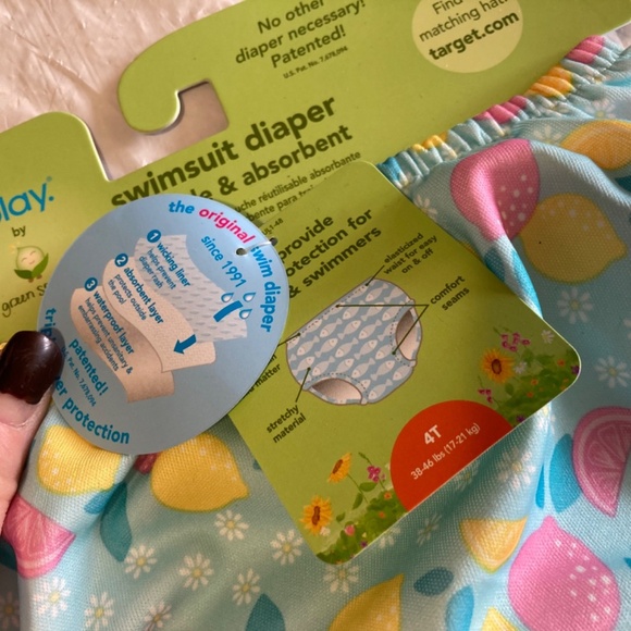 IPlay Green Sprouts Aqua Lemon Daisey Swimsuit Diaper Size 4T - Picture 3 of 3